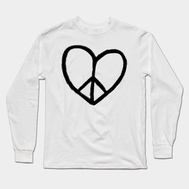 Heart Peace Logo, Peace Love Long Sleeve T-Shirt by badlydrawnbabe